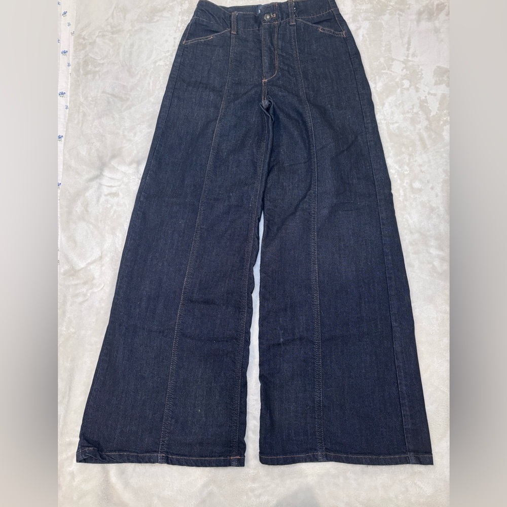 SOLD- Anthropologie Maeve Dark Blue Wide-Leg Jeans